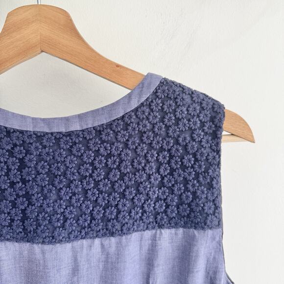 Brooks Brothers Blue 100% Linen Embroidered Yoke Shift Style Dress Size 6 CP - Picture 6 of 6